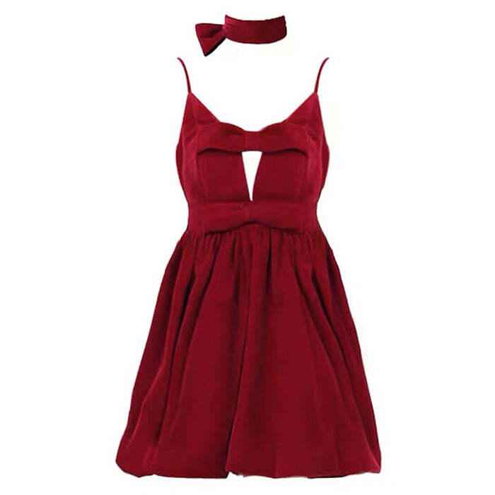 Style Core Aesthetics, New Style Trends - Red Velvet Halter Dress Style Core Aesthetics, New Style Trends - Red Velvet Halter Dress