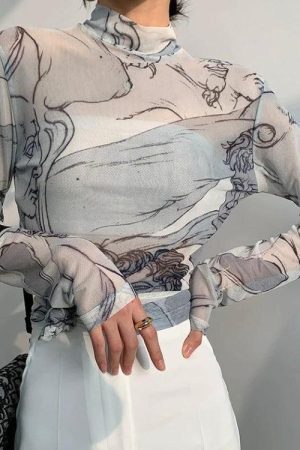 Style Core Aesthetics, New Style Trends - Renaissance Heads Mesh Top