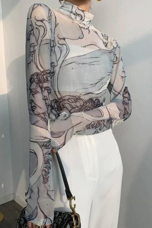 Style Core Aesthetics, New Style Trends - Renaissance Heads Mesh Top