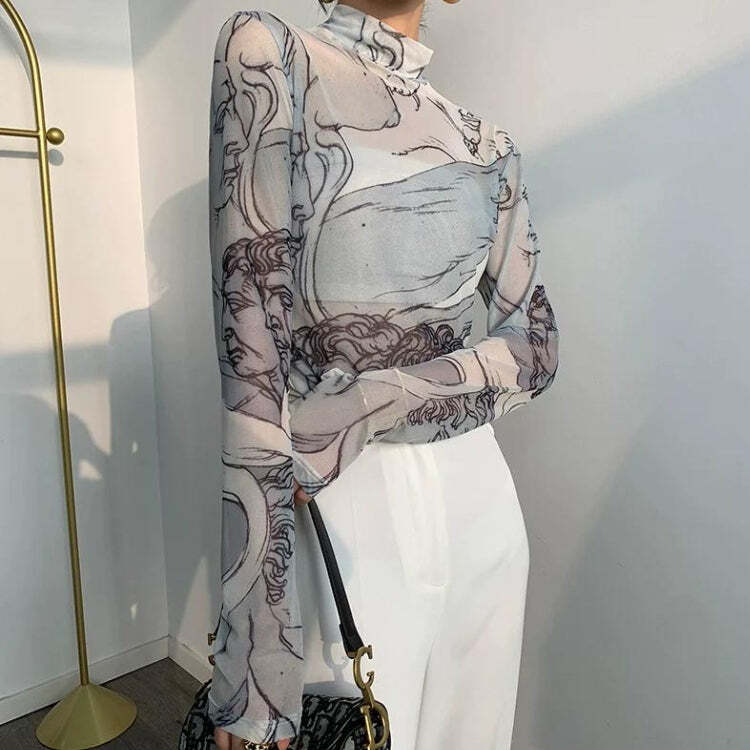 Style Core Aesthetics, New Style Trends - Renaissance Heads Mesh Top