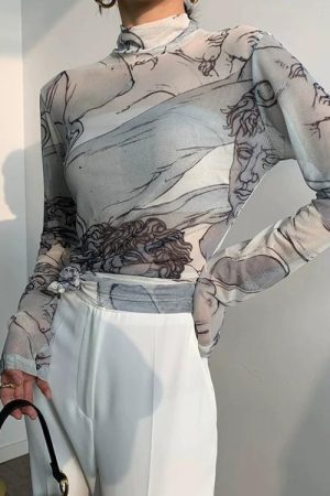 Style Core Aesthetics, New Style Trends - Renaissance Heads Mesh Top