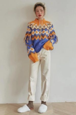 Style Core Aesthetics, New Style Trends - Retro Pattern Knitted Christmas Sweater