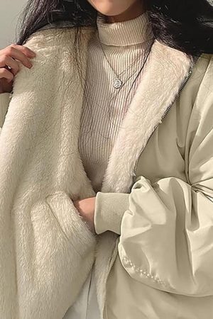 Style Core Aesthetics, New Style Trends - Reversible Oversize Fleece Hooded Jacket