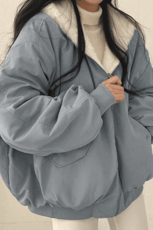 Style Core Aesthetics, New Style Trends - Reversible Oversize Fleece Hooded Jacket