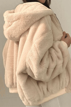 Style Core Aesthetics, New Style Trends - Reversible Oversize Fleece Hooded Jacket