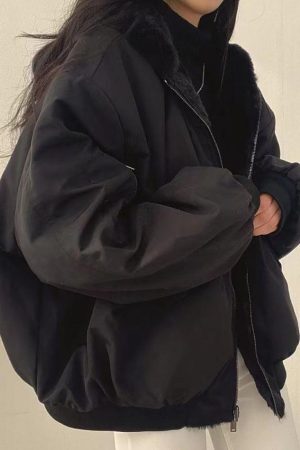 Style Core Aesthetics, New Style Trends - Reversible Oversize Fleece Hooded Jacket