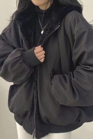 Style Core Aesthetics, New Style Trends - Reversible Oversize Fleece Hooded Jacket