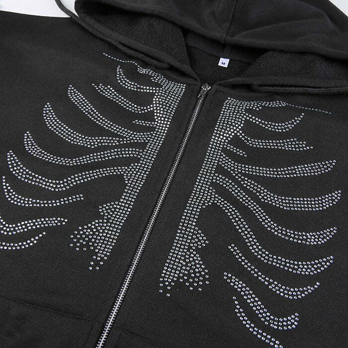 Style Core Aesthetics, New Style Trends - Rhinestone Skeleton Hoodie Style Core Aesthetics, New Style Trends - Rhinestone Skeleton Hoodie