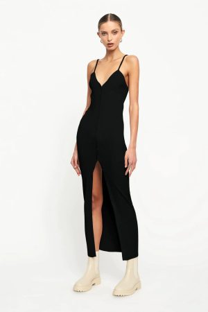 Style Core Aesthetics, New Style Trends - Robe longue maille côtelée 'Charlotte'