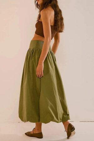 Style Core Aesthetics, New Style Trends - Ruched Bubble Hem Midi Skirt