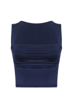 Style Core Aesthetics, New Style Trends - Ruched Scoop Neck Crop Tank Top