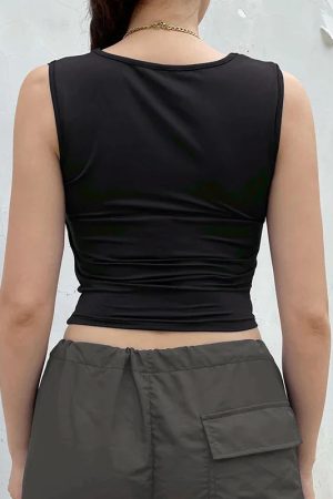 Style Core Aesthetics, New Style Trends - Ruched Square Neck Tank Top