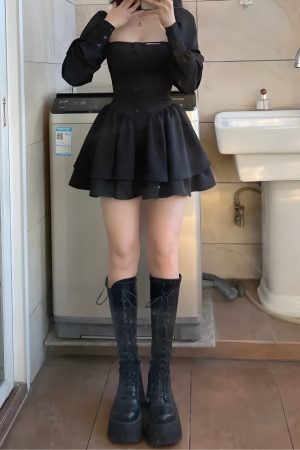 Style Core Aesthetics, New Style Trends - Ruffled Layered Corset Mini Dress