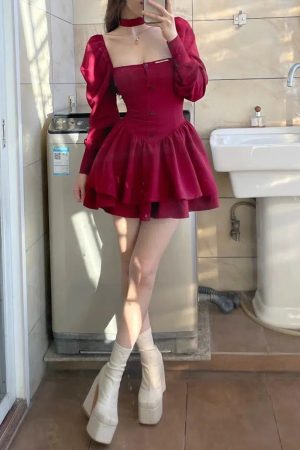 Style Core Aesthetics, New Style Trends - Ruffled Layered Corset Mini Dress