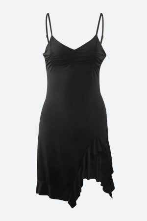 Style Core Aesthetics, New Style Trends - Ruffled Slit Bodycon Mini Dress