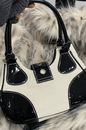 Style Core Aesthetics, New Style Trends - Sac à Bandoulière à Boucle Patchwork Orné de Chaînes d'Étoiles