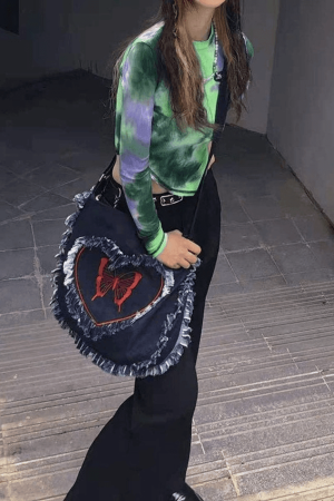 Style Core Aesthetics, New Style Trends - Sac à bandoulière à imprimé papillon Y2k