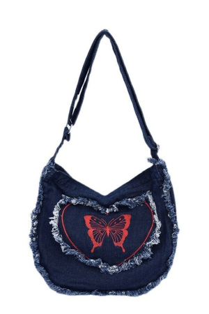 Style Core Aesthetics, New Style Trends - Sac à bandoulière à imprimé papillon Y2k