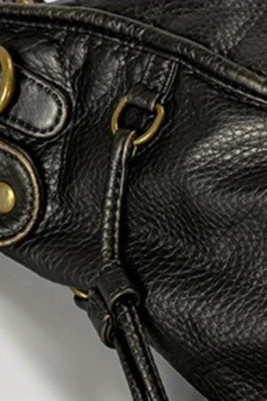 Style Core Aesthetics, New Style Trends - Sac bandoulière Y2K rétro moto en simili cuir