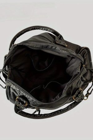 Style Core Aesthetics, New Style Trends - Sac bandoulière Y2K rétro moto en simili cuir