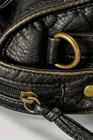 Style Core Aesthetics, New Style Trends - Sac bandoulière Y2K rétro moto en simili cuir