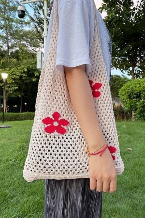 Style Core Aesthetics, New Style Trends - Sac éco à bandoulière à fleurs découpées