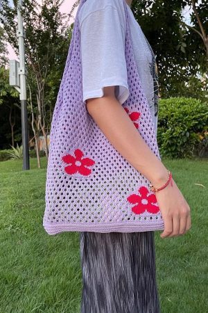 Style Core Aesthetics, New Style Trends - Sac éco à bandoulière à fleurs découpées