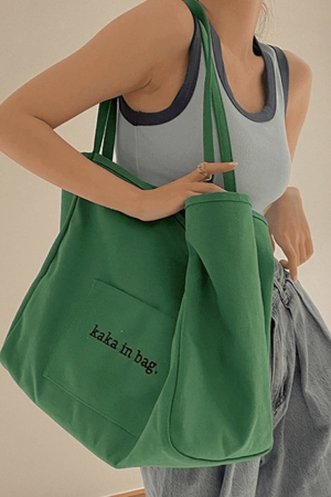 Style Core Aesthetics, New Style Trends - Sac fourre-tout à poche à motif de lettres