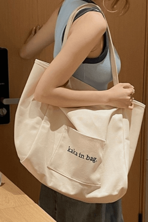 Style Core Aesthetics, New Style Trends - Sac fourre-tout à poche à motif de lettres