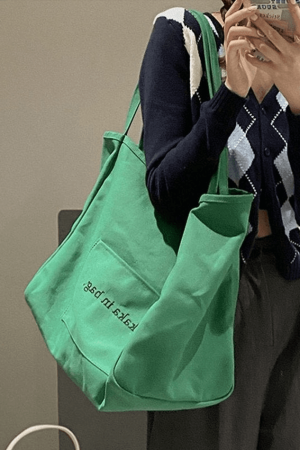 Style Core Aesthetics, New Style Trends - Sac fourre-tout à poche à motif de lettres