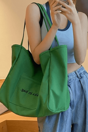 Style Core Aesthetics, New Style Trends - Sac fourre-tout à poche à motif de lettres