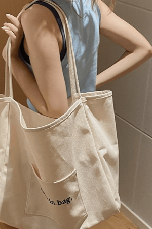 Style Core Aesthetics, New Style Trends - Sac fourre-tout à poche à motif de lettres