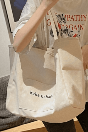 Style Core Aesthetics, New Style Trends - Sac fourre-tout à poche à motif de lettres