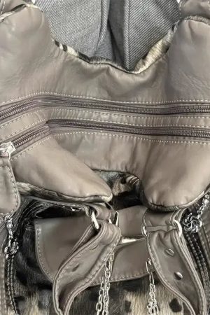 Style Core Aesthetics, New Style Trends - Sac Léopard Fausse Fourrure Y2K Grunge