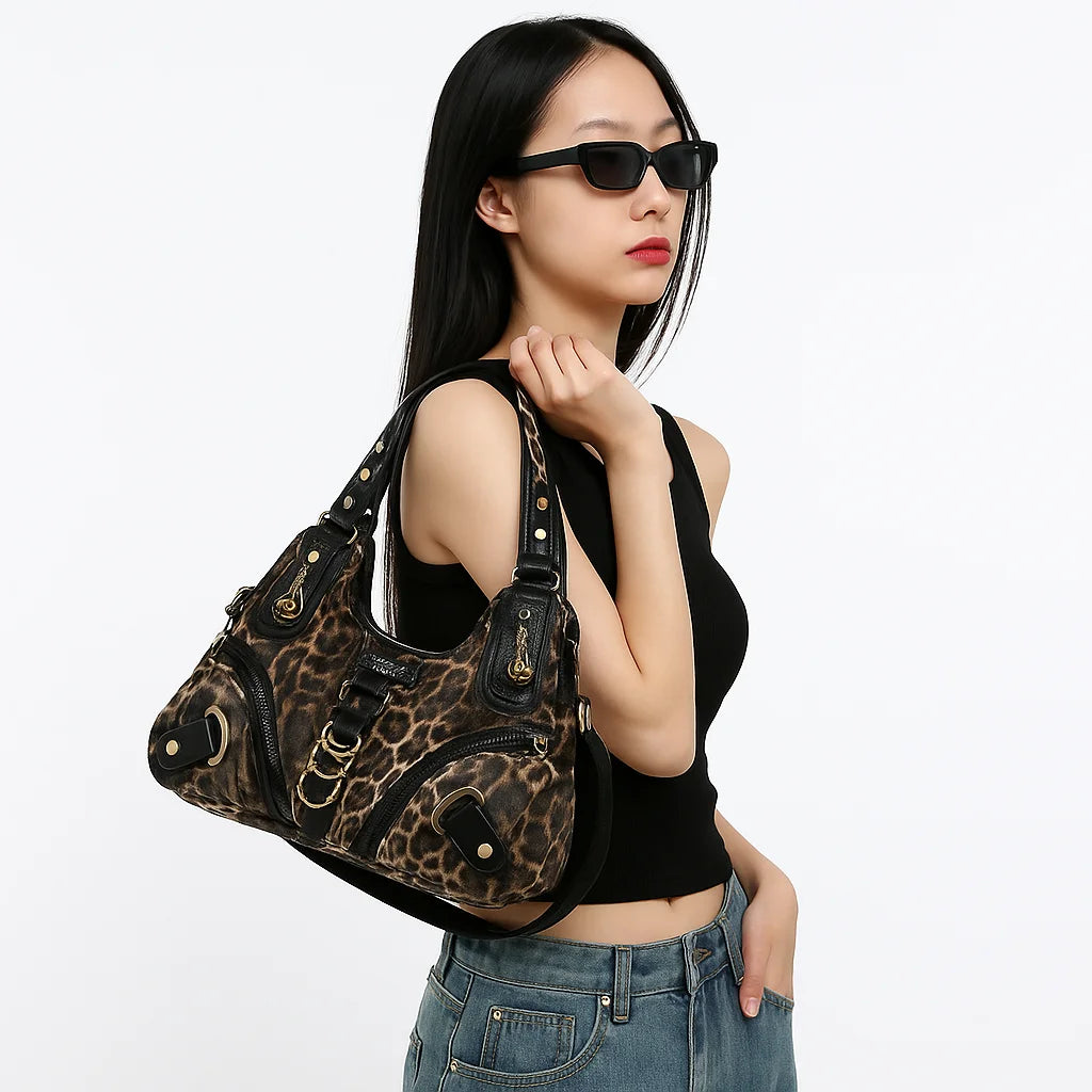 Style Core Aesthetics, New Style Trends - Sac à main leopard Y2K Grunge