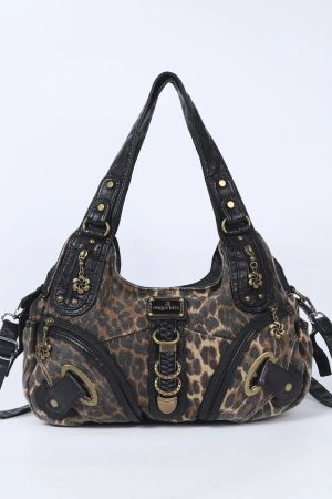 Style Core Aesthetics, New Style Trends - Sac à main leopard Y2K Grunge