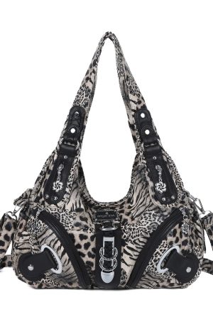 Style Core Aesthetics, New Style Trends - Sac à main leopard Y2K Grunge