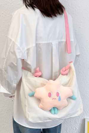 Style Core Aesthetics, New Style Trends - Sac messager grande capacité Star en toile