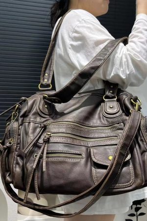 Style Core Aesthetics, New Style Trends - Sac Y2K moto vintage en simili cuir