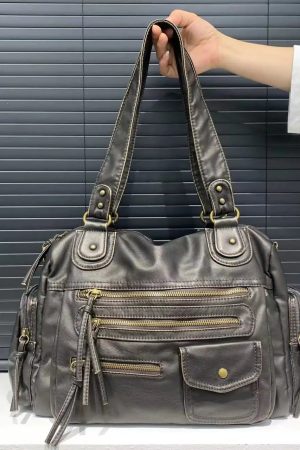 Style Core Aesthetics, New Style Trends - Sac Y2K moto vintage en simili cuir