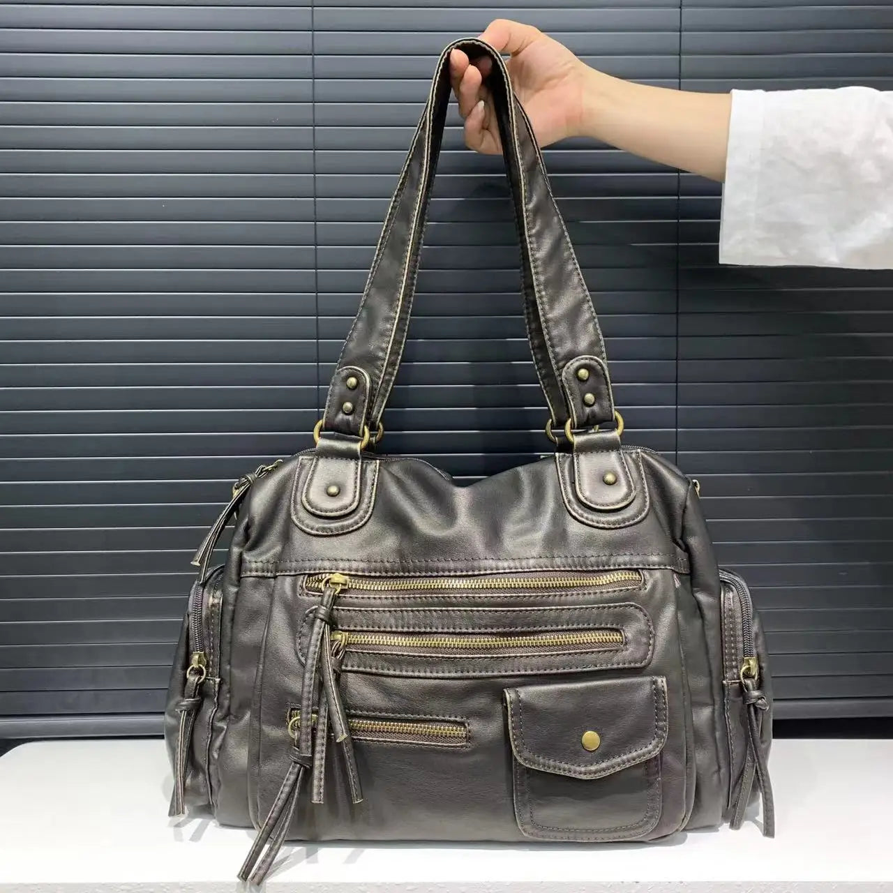 Style Core Aesthetics, New Style Trends - Sac Y2K moto vintage en simili cuir Style Core Aesthetics, New Style Trends - Sac Y2K moto vintage en simili cuir