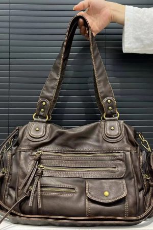 Style Core Aesthetics, New Style Trends - Sac Y2K moto vintage en simili cuir