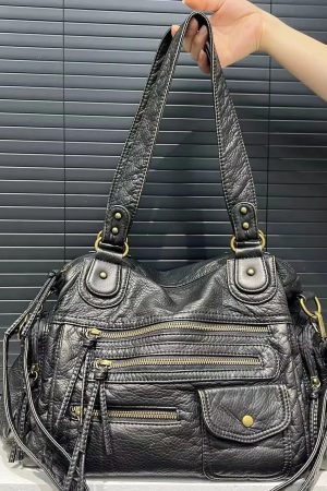 Style Core Aesthetics, New Style Trends - Sac Y2K moto vintage en simili cuir