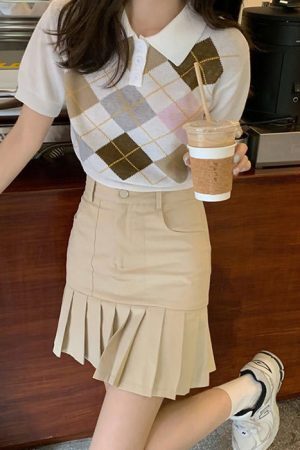 Style Core Aesthetics, New Style Trends - Self Made Argyle Collar Top
