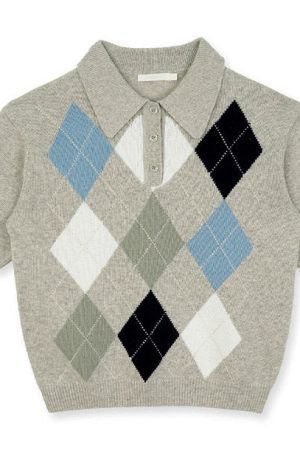 Style Core Aesthetics, New Style Trends - Self Made Argyle Collar Top