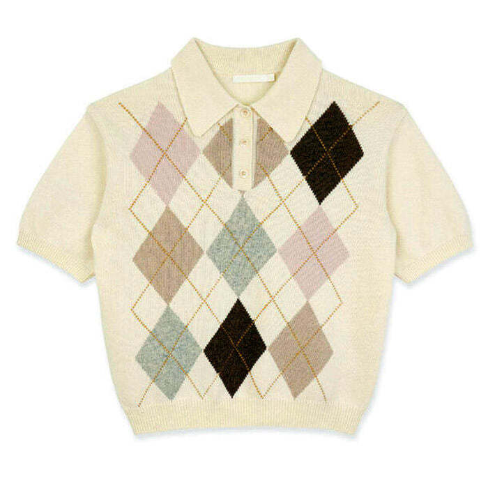 Style Core Aesthetics, New Style Trends - Self Made Argyle Collar Top