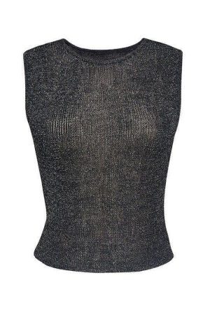 Style Core Aesthetics, New Style Trends - Semi Sheer Metallic Tank Top