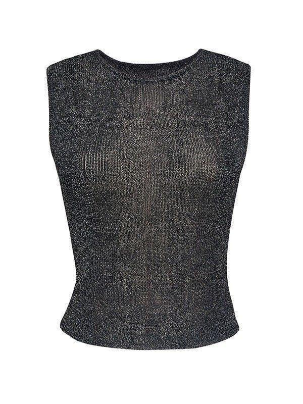 Style Core Aesthetics, New Style Trends - Semi Sheer Metallic Tank Top Style Core Aesthetics, New Style Trends - Semi Sheer Metallic Tank Top