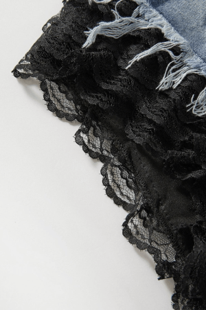 Style Core Aesthetics, New Style Trends - Short en jean avec dentelle patchwork