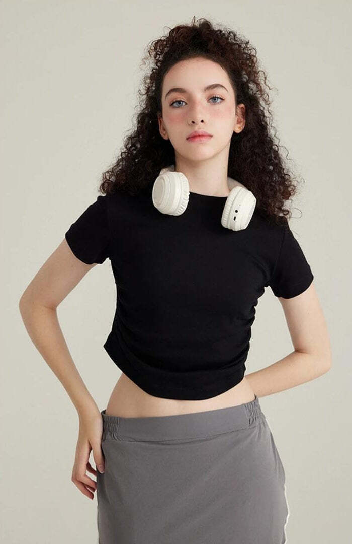 Style Core Aesthetics, New Style Trends - Side Ruched Crop Top Style Core Aesthetics, New Style Trends - Side Ruched Crop Top